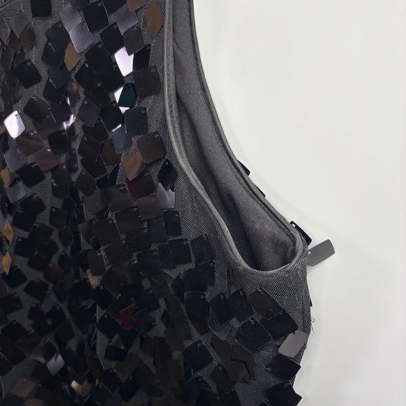 White House Black Market Sleeveless Black Sequin Mini Dress - Size: 14 - Picture 6 of 6